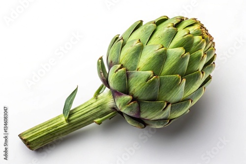 green artichoke on a white background