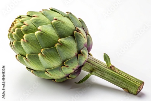 green artichoke on a white background