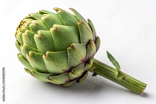 green artichoke on a white background