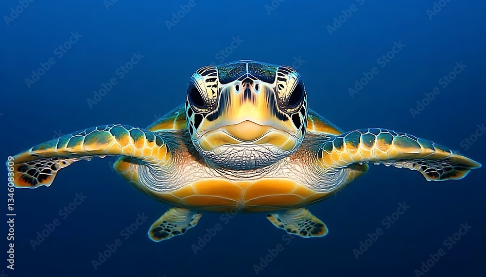 Fototapeta premium Ocean Turtle Portrait for Underwater Closeup.