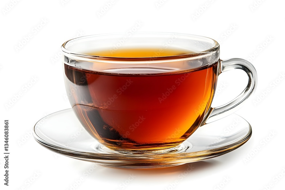 Transparent Glass Mug with Steaming Hot Beverage Drink on Cutout Background Transparent Glass Mug with Steaming Hot Beverage Drink on Cutout Background