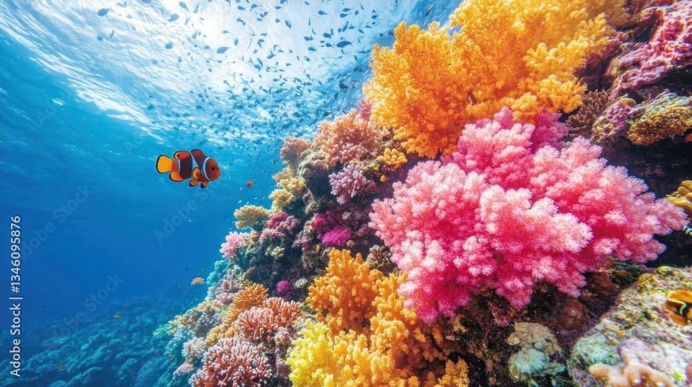 Vibrant Coral Reef Ocean Life Underwater Scene Vibrant Coral Reef Ocean Life Underwater Scene