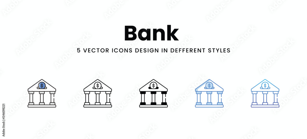 Fototapeta premium Bank vector icons set stock illustration