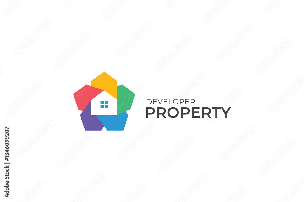 Fototapeta premium Modern Logo Highlighting Real Estate and Property Developer Excellence Through Minimalist Design