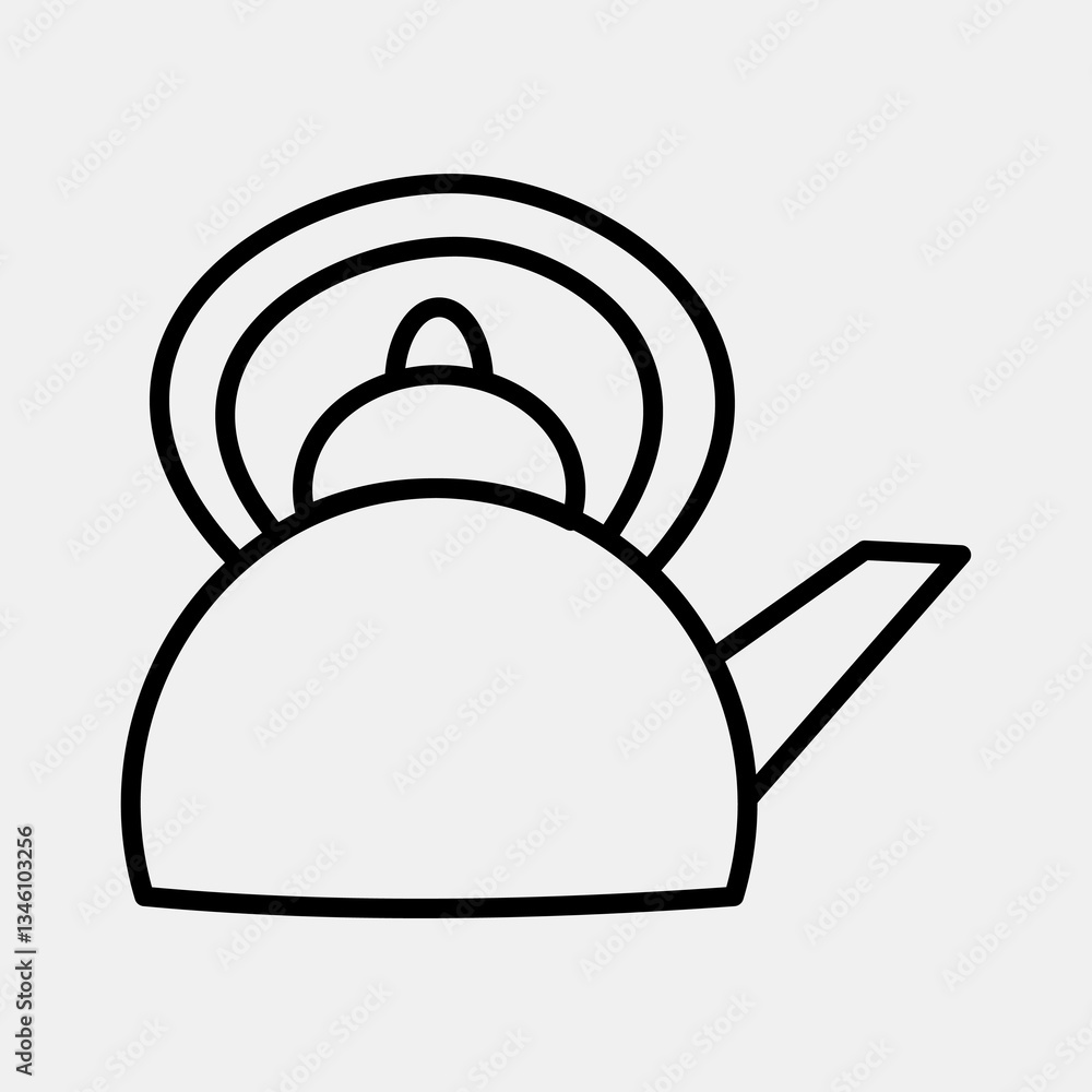 Icon kettle. Camping and adventure elements. Icons in line style. Good for prints, posters, logo, advertisement, infographics, etc. Icon kettle. Camping and adventure elements. Icons in line style. Good for prints, posters, logo, advertisement, infographics, etc.