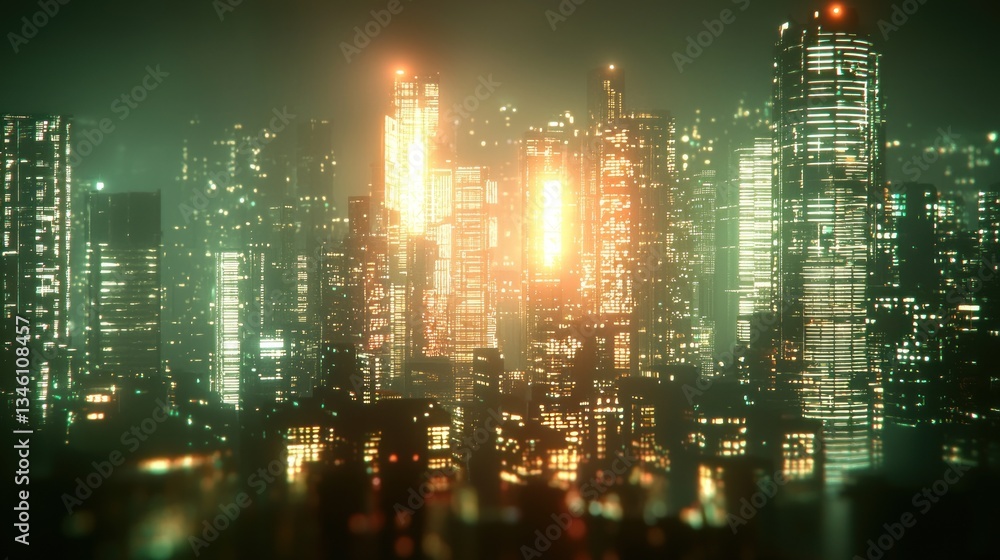 Neon Metropolis: A Futuristic Cityscape at Night Neon Metropolis: A Futuristic Cityscape at Night
