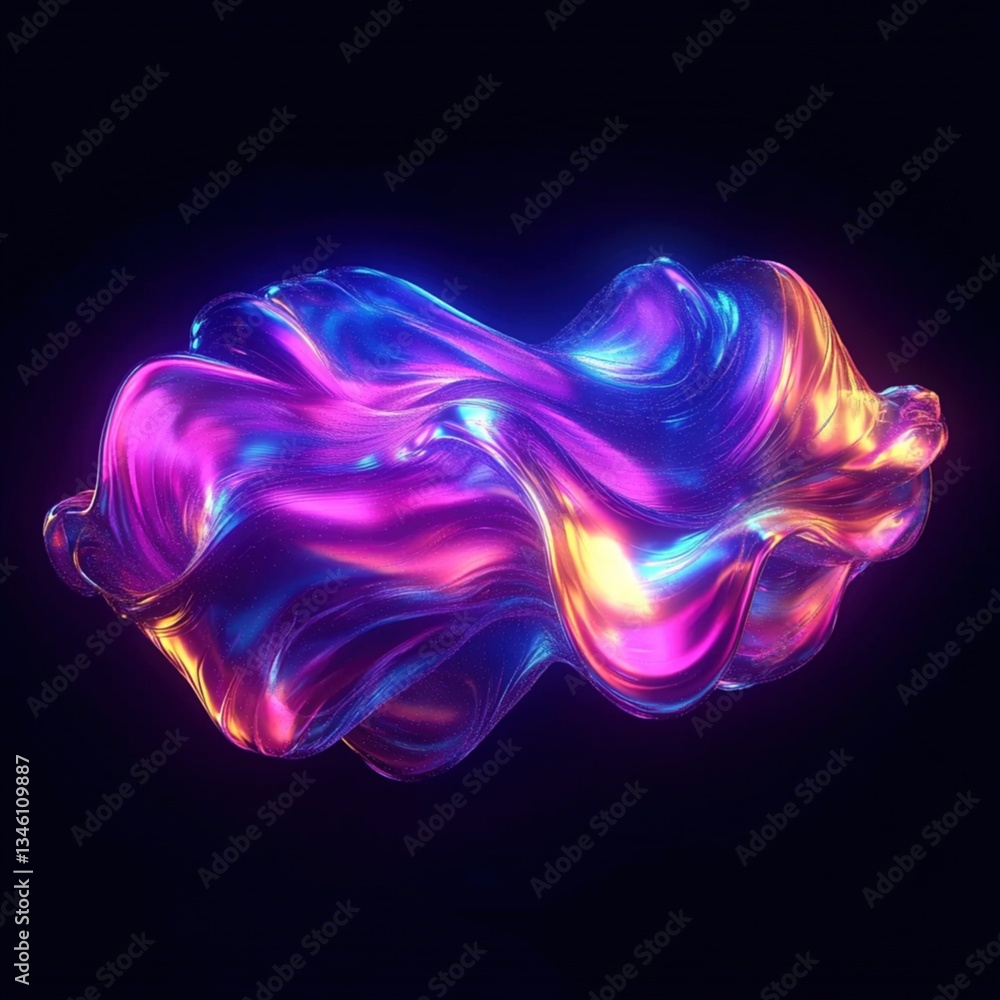 Abstract, iridescent, fluid, organic shape Abstract, iridescent, fluid, organic shape
