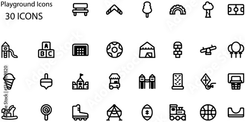 Set of Playground icons. Line art style icons bundle. vector illustration
