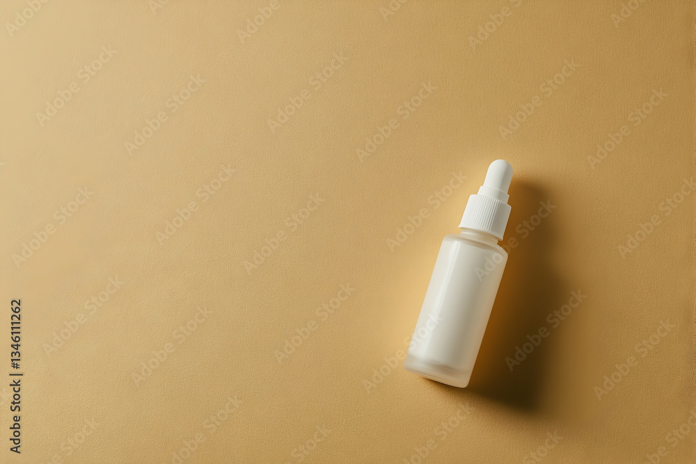 Minimalist background for product presentation with a white bottle of face serum Minimalist background for product presentation with a white bottle of face serum