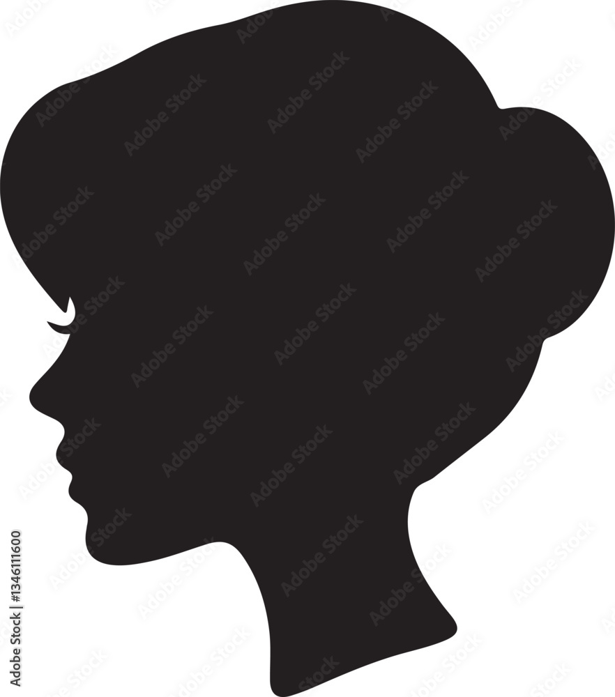 Female Face Icon woman person Woman's face is split in half silhouette vector art Female Face Icon woman person Woman's face is split in half silhouette vector art