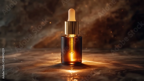 Obraz na płótnie A premium skincare serum bottle mockup with glowing light effects and luxurious packaging w salonie