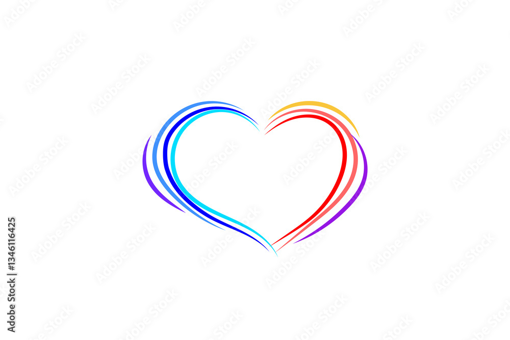 Abstract Rainbow Heart Design, Colorful Love Symbol, Graphic Art Abstract Rainbow Heart Design, Colorful Love Symbol, Graphic Art
