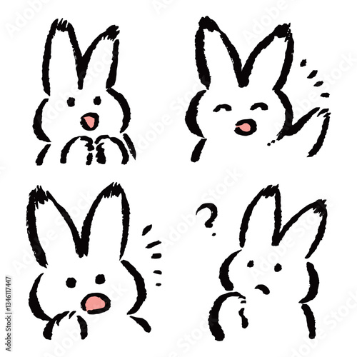 リアクションするゆるキャラうさぎセット