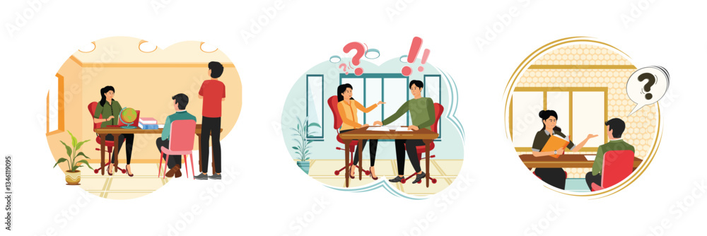 Student teamwork.  Helping each other. Professor Assisting with theory.