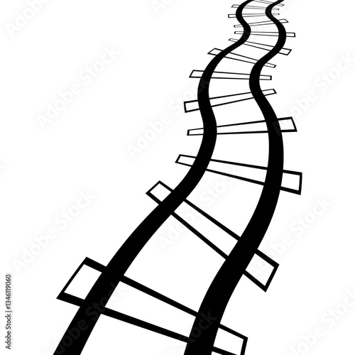 Curved Railway Tracks Illus...