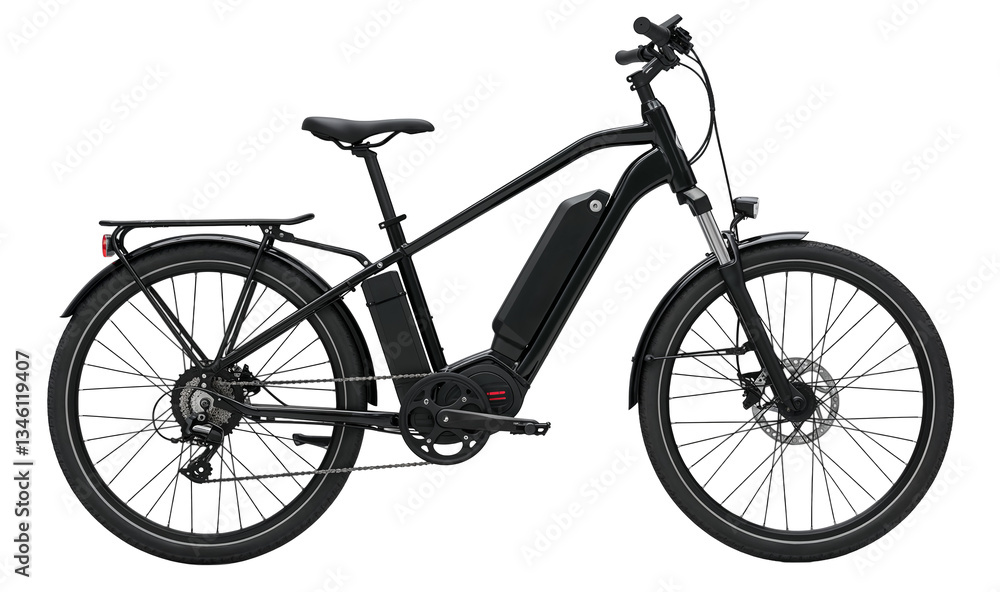 Fototapeta premium Black electric bicycle isolated modern eco transport
