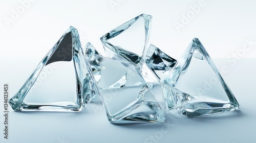 Wallpaper Mural Clear triangular glass shards on white background. Torontodigital.ca