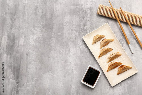 Plate with fried Japanese g...
