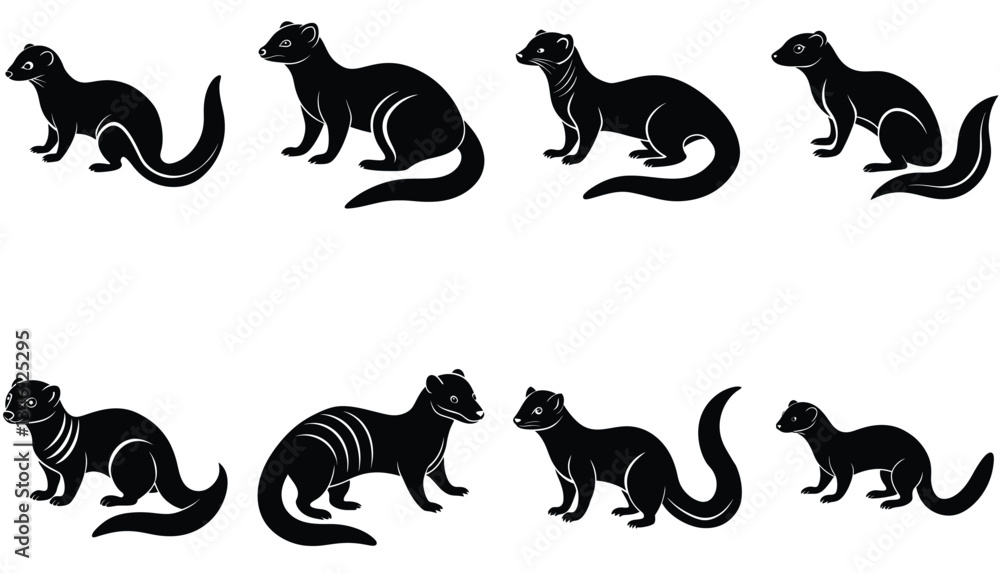 Obraz premium Mongoose Animal Vector Shilhouette Bundle Set 