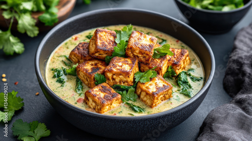 Wallpaper Mural Crispy fried tofu in creamy sauce with fresh herbs creates delightful dish Torontodigital.ca