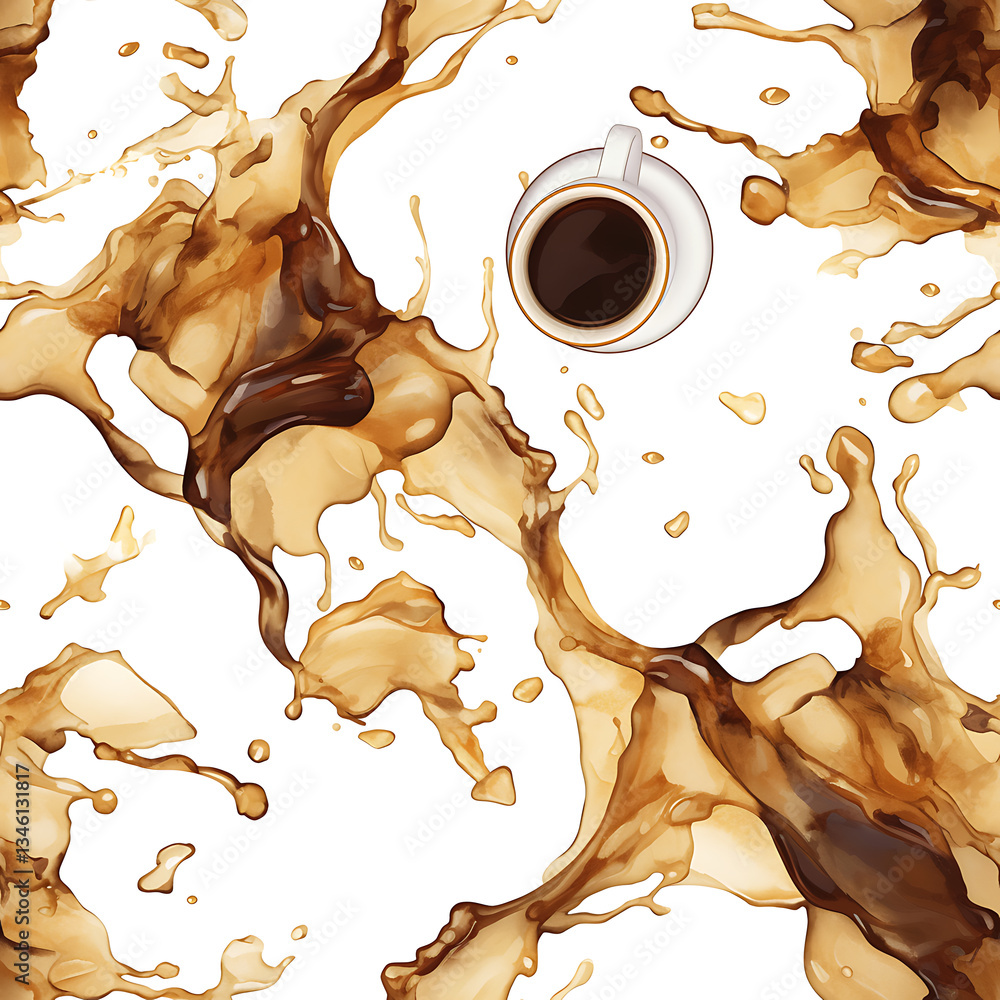seamless pattern Realistic and artistic illustrations of coffee beans, brewing equipment, coffee cups for background or wallpaper seamless pattern Realistic and artistic illustrations of coffee beans, brewing equipment, coffee cups for background or wallpaper