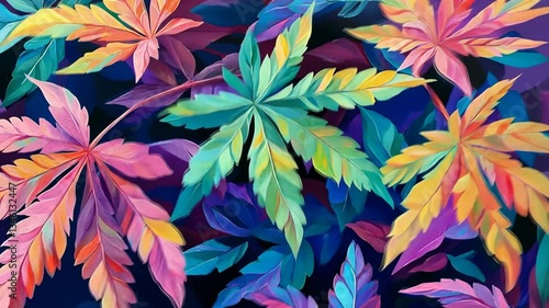 Wallpaper Mural Colorful leaves create a vibrant composition in a modern botanical art piece showcasing various hues and shades Torontodigital.ca