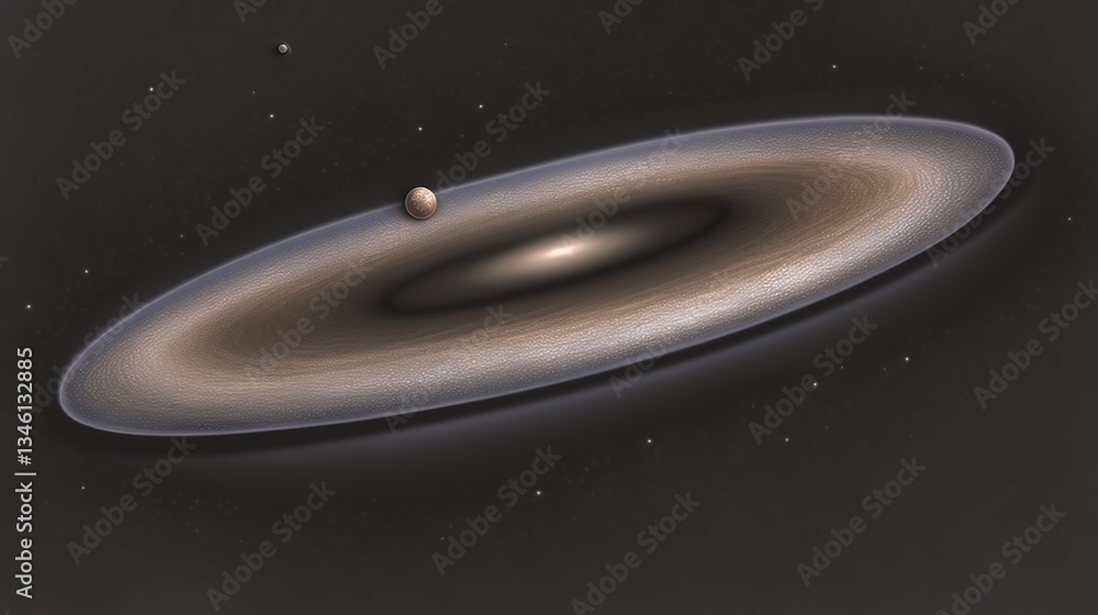 Exoplanet orbiting a star with rings. Exoplanet orbiting a star with rings.