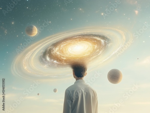 Surreal Mind Expansion with Galaxy Head  
