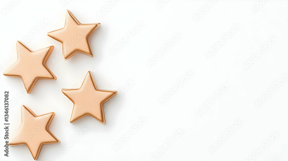 Golden star-shaped cookie cutters and cookies for Christmas baking and decoration. Stars are used as a visual representation of users' opinions and experiences in digital era of reviews and ratings Ai Golden star-shaped cookie cutters and cookies for Christmas baking and decoration. Stars are used as a visual representation of users' opinions and experiences in digital era of reviews and ratings Ai