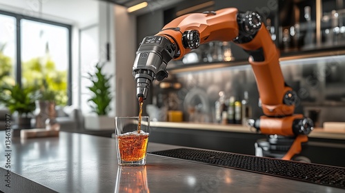 robot prepares mixed drink instead of bartender, automation, robotics