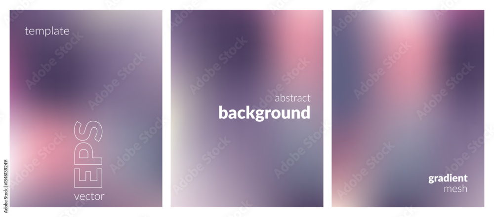 Collection abstract blurred background. Gradient mesh. Dark color mix. Matte effect pink lilac grey blend. Modern design template for web covers, ad banners, posters, brochures, flyers. Vector EPS Collection abstract blurred background. Gradient mesh. Dark color mix. Matte effect pink lilac grey blend. Modern design template for web covers, ad banners, posters, brochures, flyers. Vector EPS