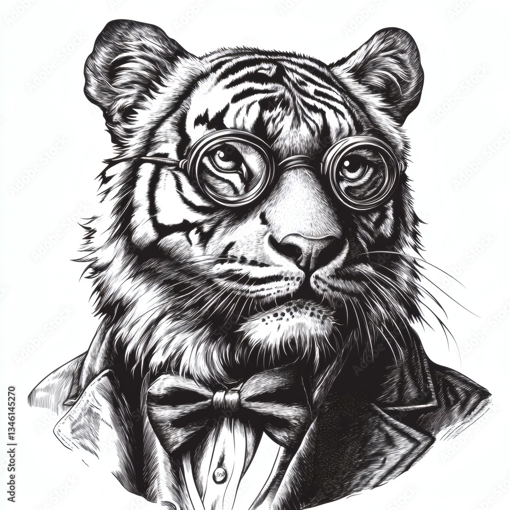 Obraz premium A tiger wearing glasses and a suit
