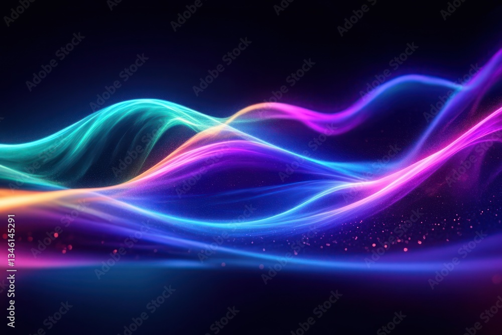 Naklejka premium Futuristic Abstract Background with Glowing Neon Light Waves in Vibrant Colors