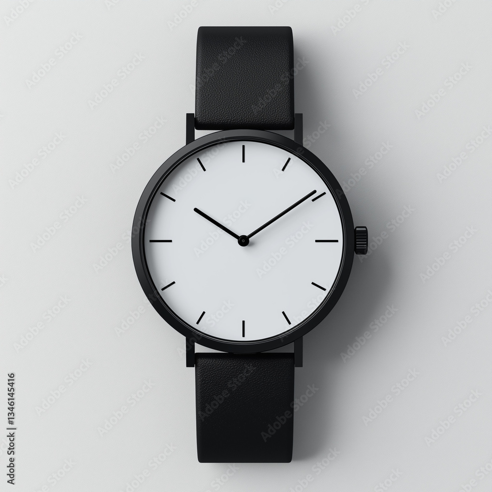 A minimalist mockup of a modern watch accentuating its clean lines, elegant face, and sophisticated strap A minimalist mockup of a modern watch accentuating its clean lines, elegant face, and sophisticated strap