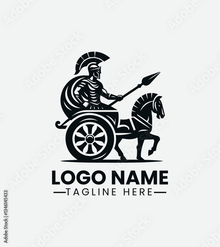Gladiator in Chariot Logo Design, Chariot Gladiator Logo