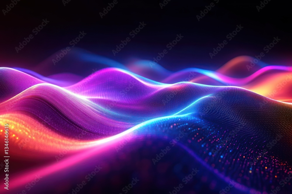 Abstract Futuristic Background with Glowing Neon Light Waves in Purple and Blue Abstract Futuristic Background with Glowing Neon Light Waves in Purple and Blue