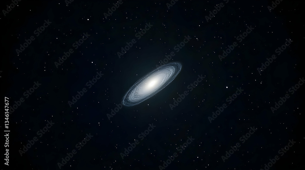 Naklejka premium Spiral Galaxy Displaying Blue And White Hues With Numerous Stars Against A Black Background