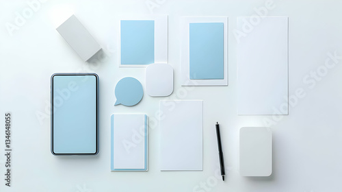 Light Blue And White Branding Mockup Layout