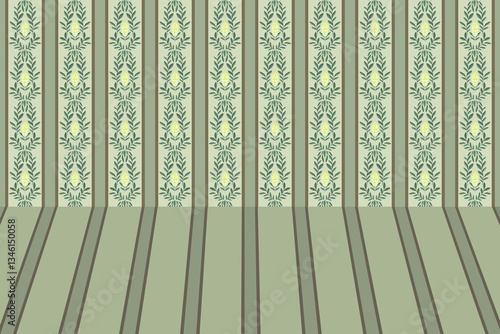 Obraz na płótnie Retro background scene in striped wallpaper w salonie