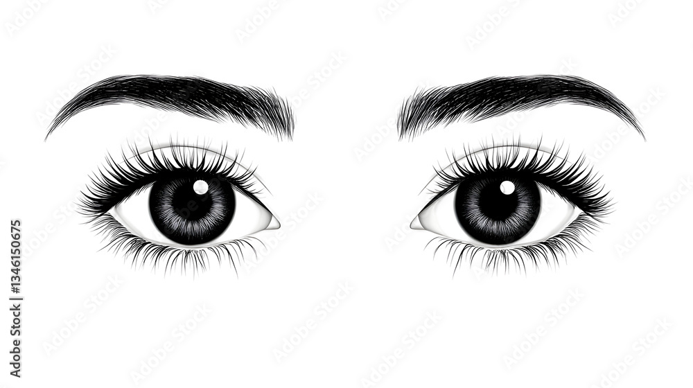Illustration of Sparkling Eyes and Eyebrows Embellished with Glitter Makeup on Transparent Background for Beauty and Fashion, Aesthetic Close-up, Isolated Design Illustration of Sparkling Eyes and Eyebrows Embellished with Glitter Makeup on Transparent Background for Beauty and Fashion, Aesthetic Close-up, Isolated Design