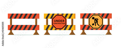 Traffic Safety Barriers with Caution Stripes Vector