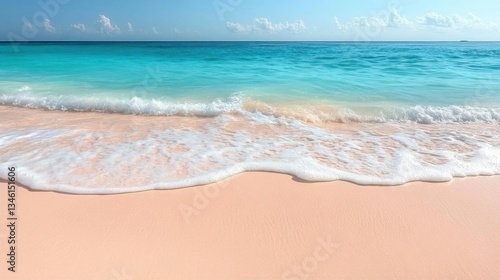 Pink sands beach turquoise ocean wave summer