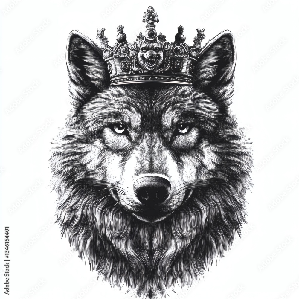 Fototapeta premium A wolf with a crown on its head