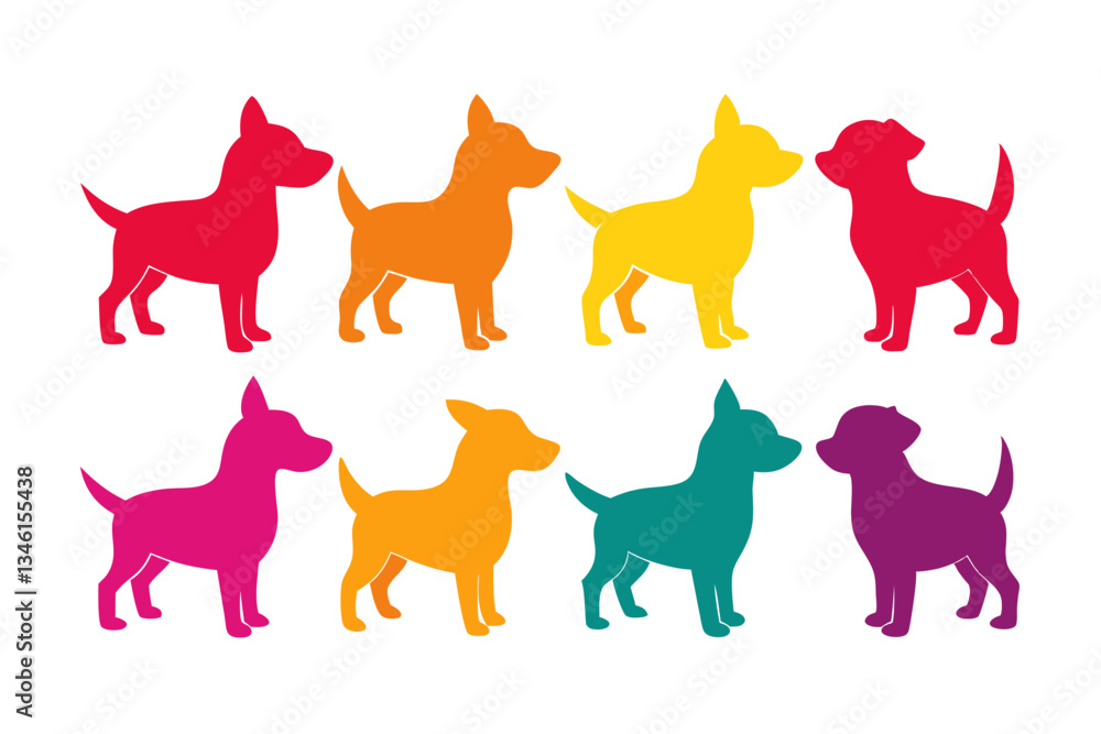 set of creative dog silhouette vector illustration isolated on white background set of creative dog silhouette vector illustration isolated on white background