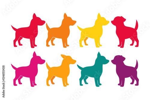 set of creative dog silhouette vector illustration isolated on white background