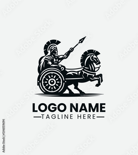 Gladiator in Chariot Logo Design, Chariot Gladiator Logo