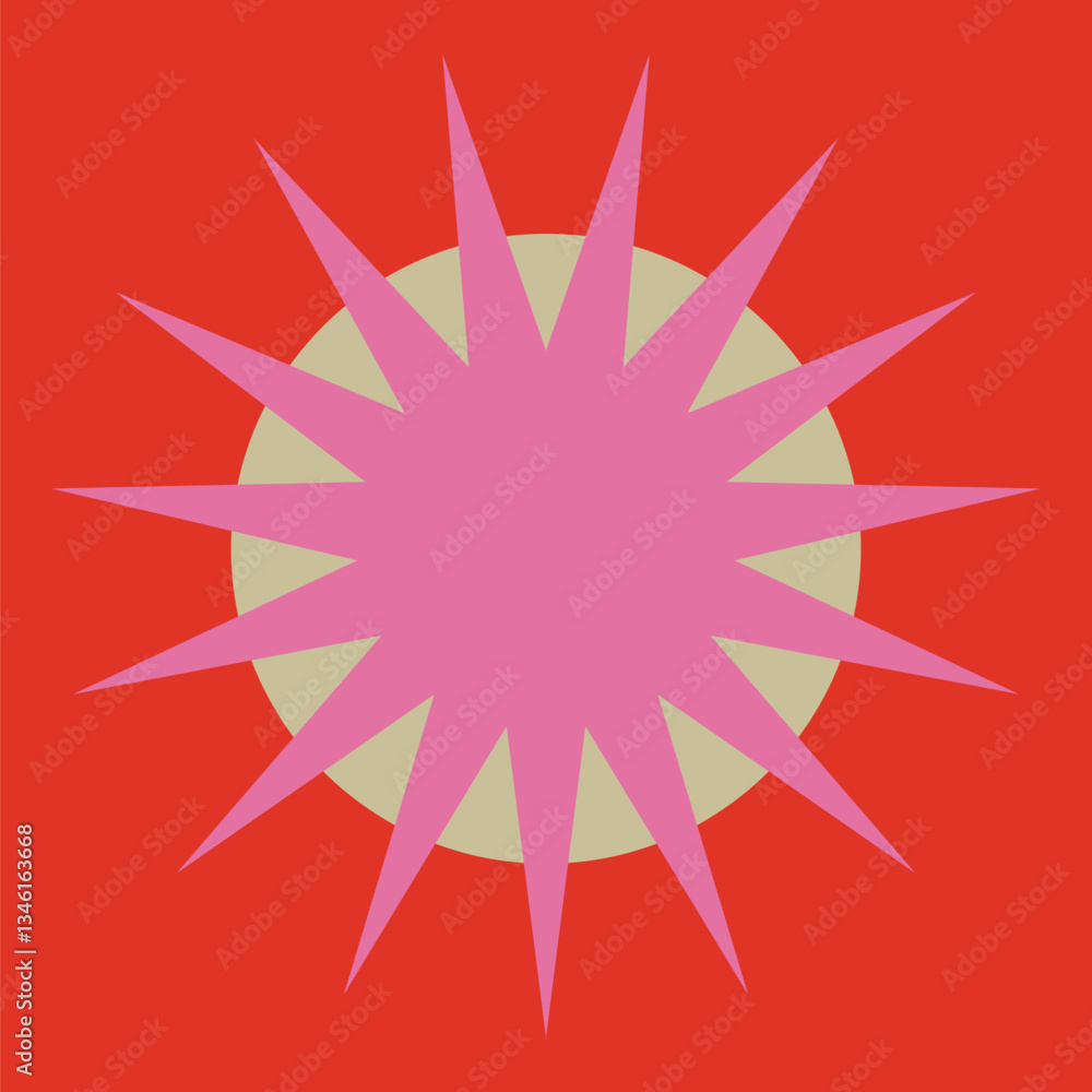 Fototapeta premium Psychedelic retro two tone geometric star design element vector