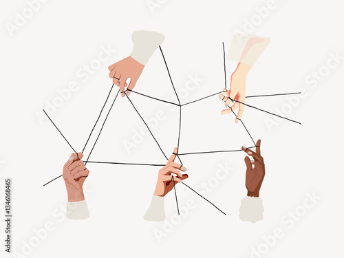 Connecting line vector illustration collage element