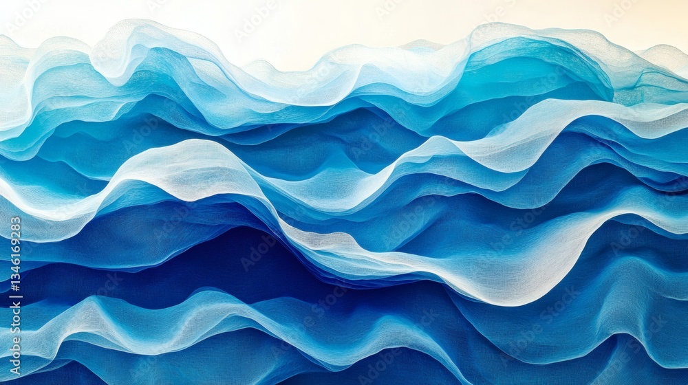 Fototapeta premium The image is a blue wave with white foam