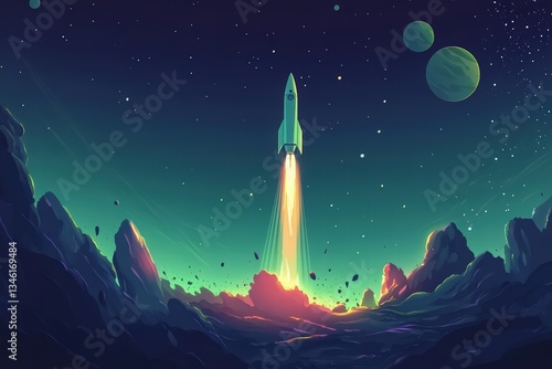 Cosmonautics Day. Abstract paper cut art of astronaut floating in space with planets, spaceship, and stars on a blue background